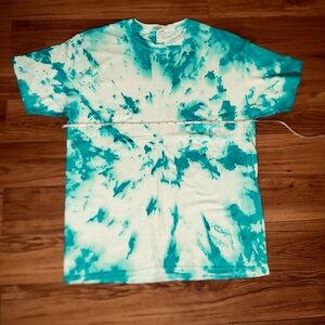 Teal splash Tie-Dye Fruit of the Loom T-Shirt size LARGE